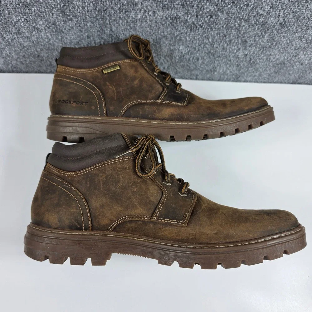 Rockport Storm Front Brown Leather Waterproof Chukka Boots Mens 11.5 CI6148